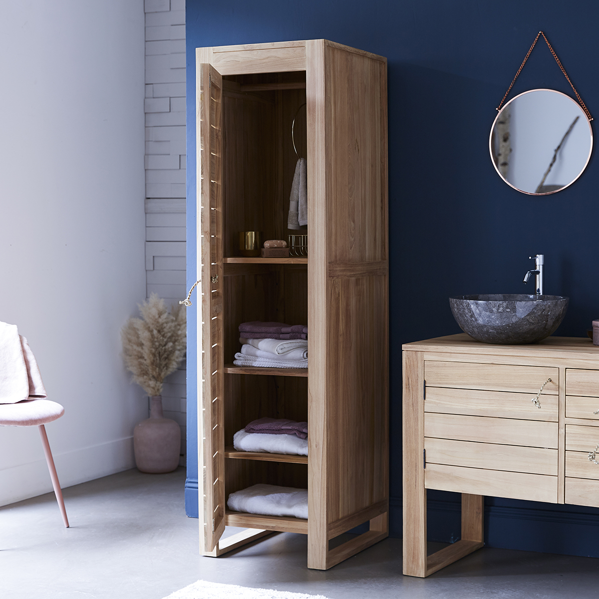 Minimalys solid teak Bathroom Column Cupboard 180 Minimalys solid teak Bathroom Column Cupboard 180