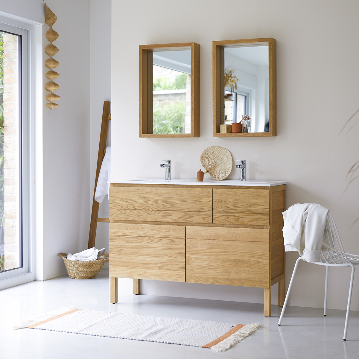 Mobili da bagno in quercia massello con lavabi in ceramica 120 Easy Mobili da bagno in quercia massello con lavabi in ceramica 120 Easy