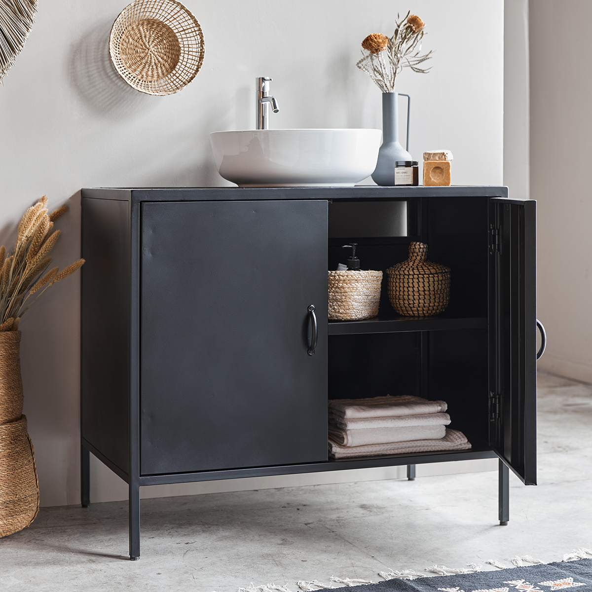 Mueble de baño de metal y mango 90 Arsène Mueble de baño de metal y mango 90 Arsène