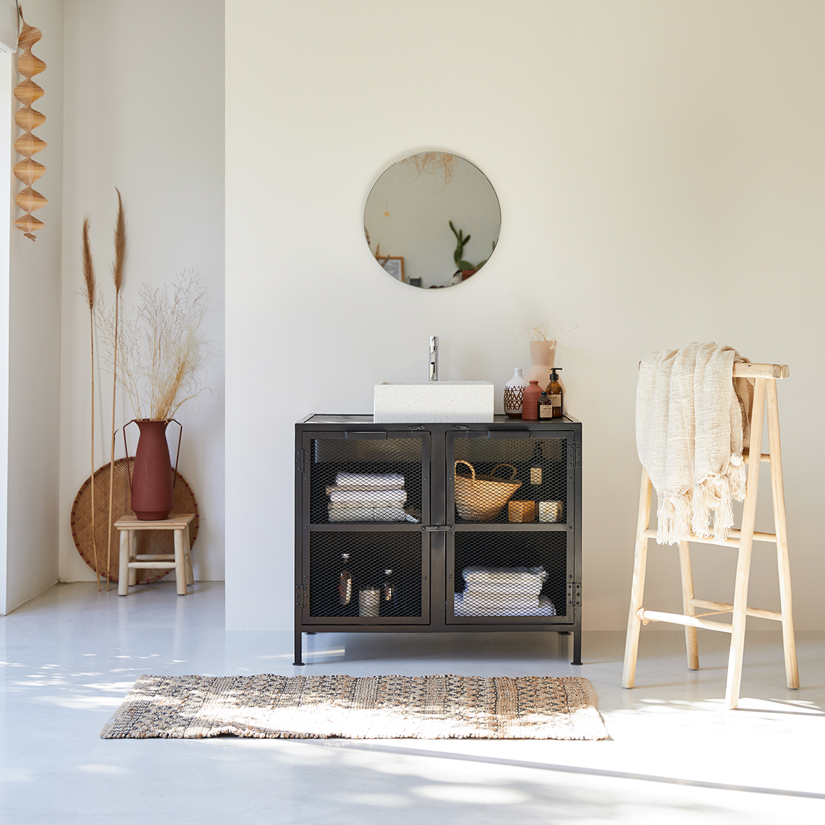 Mueble de baño de metal y mango 95 Romy Mueble de baño de metal y mango 95 Romy
