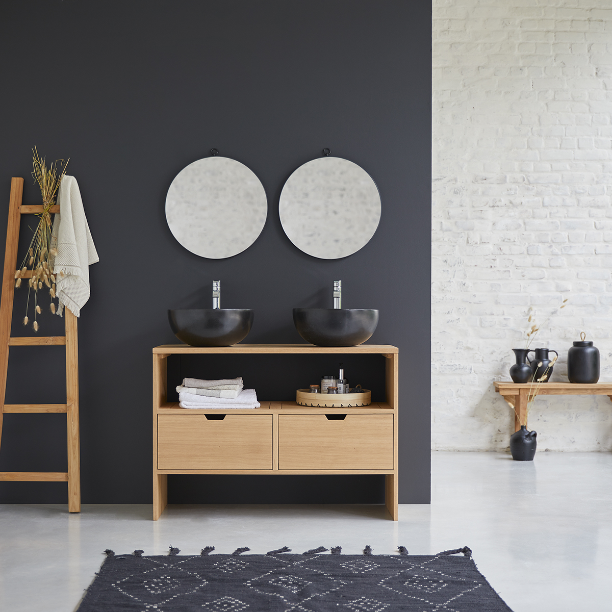 Mueble de lavabo de roble macizo 110 Kwarto Mueble de lavabo de roble macizo 110 Kwarto