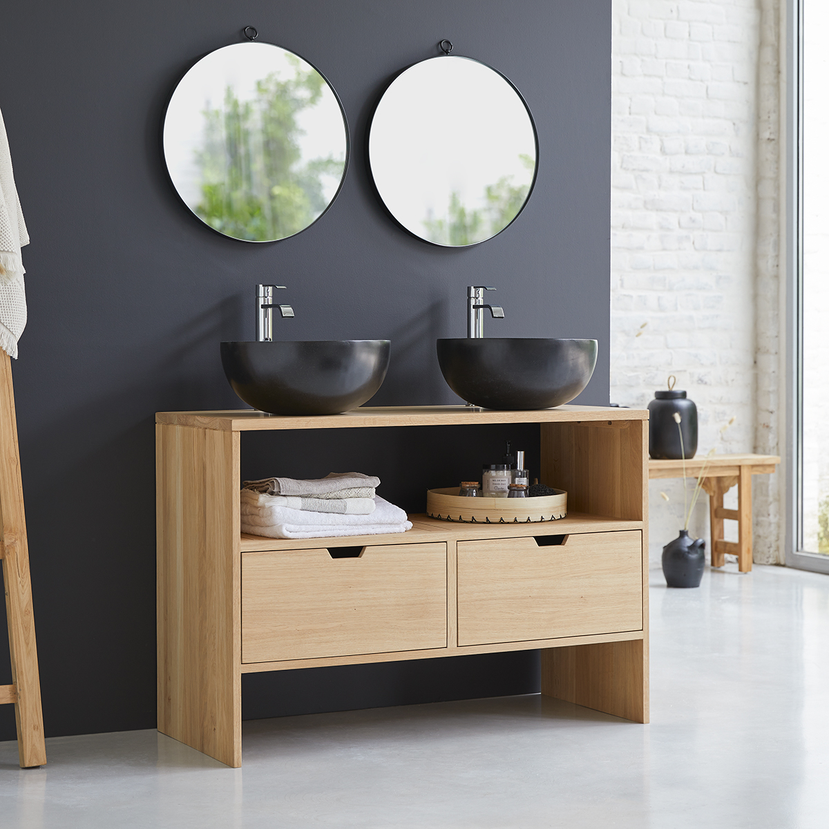 Mueble de lavabo de roble macizo 110 Kwarto Mueble de lavabo de roble macizo 110 Kwarto