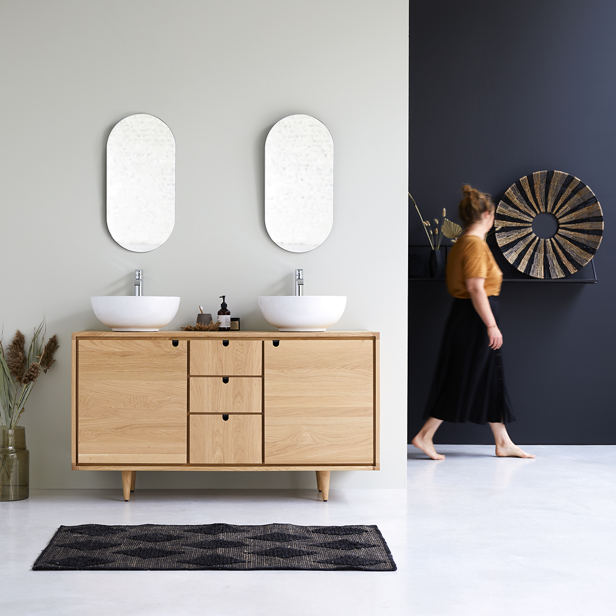 Mueble de lavabo de roble macizo 145 Jonàk Mueble de lavabo de roble macizo 145 Jonàk