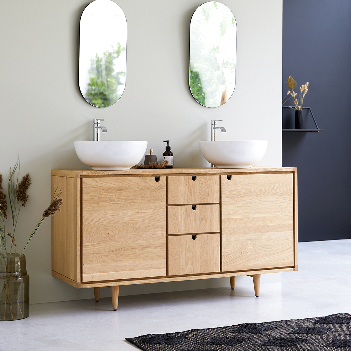 Mueble de lavabo de roble macizo 145 Jonàk Mueble de lavabo de roble macizo 145 Jonàk