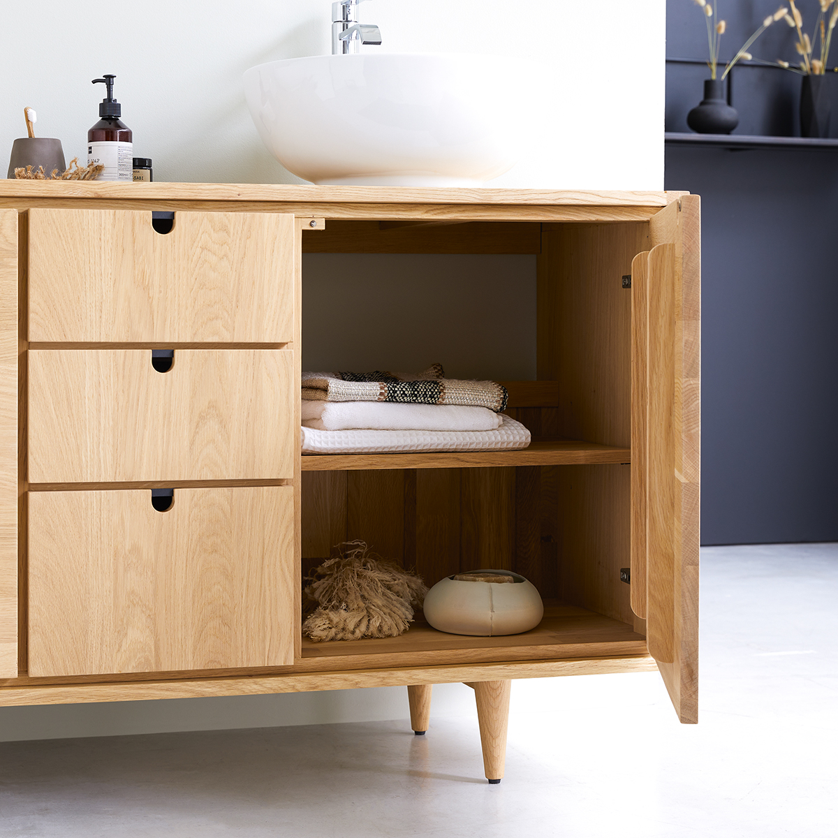 Mueble de lavabo de roble macizo 145 Jonàk Mueble de lavabo de roble macizo 145 Jonàk