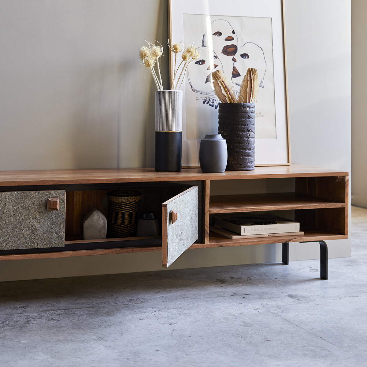Mueble de TV en acacia Temis 160 cm Mueble de TV en acacia Temis 160 cm