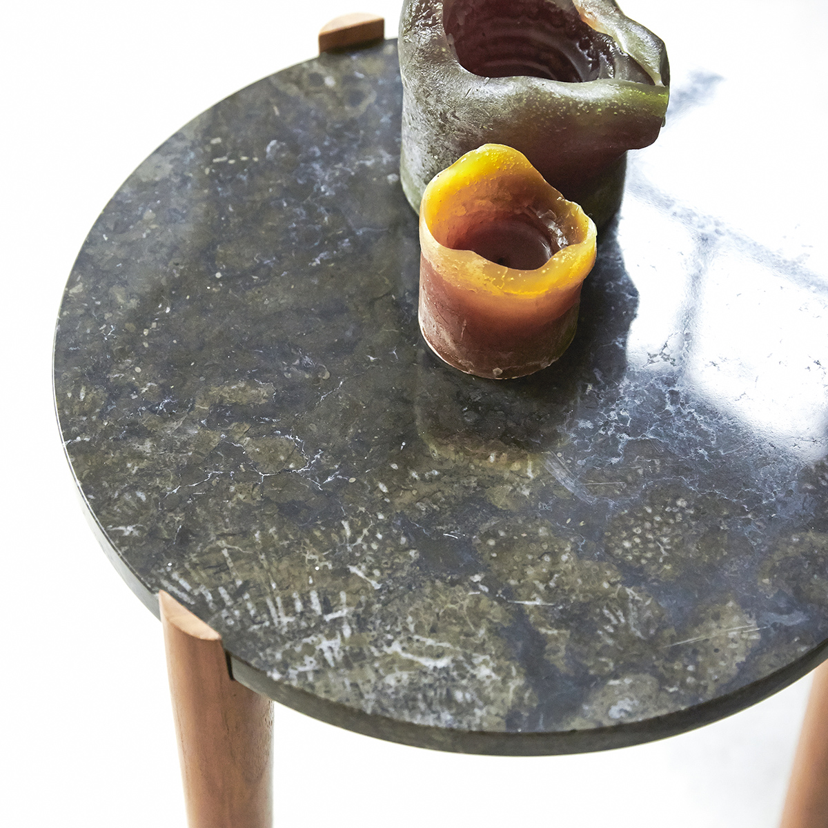 Nestor Teak and Marble Bedside Table Black Nestor Teak and Marble Bedside Table Black