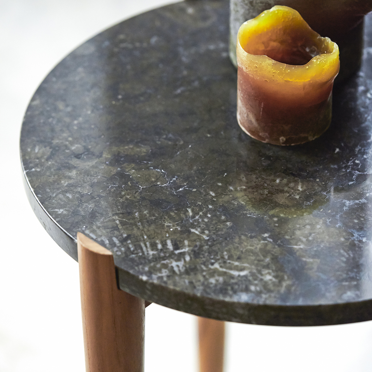 Nestor Teak and Marble Bedside Table Black Nestor Teak and Marble Bedside Table Black