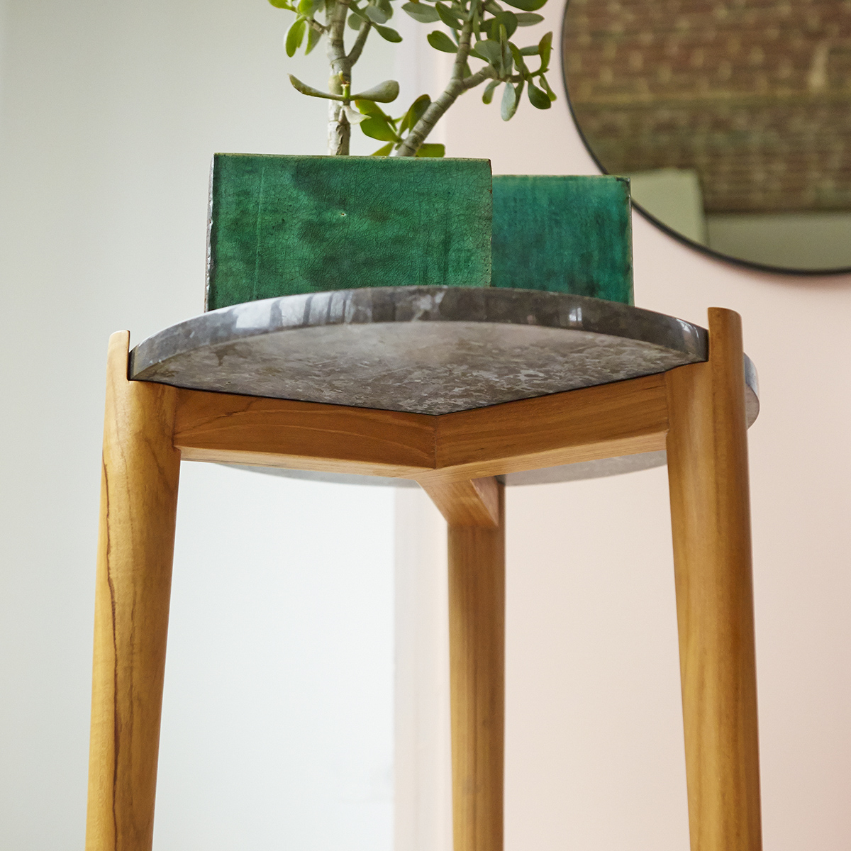 Nestor Teak and Marble Side Table 40 Black Nestor Teak and Marble Side Table 40 Black