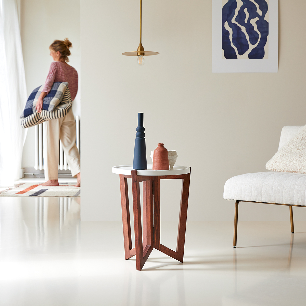 Niels sheesham Side table white Niels sheesham Side table white