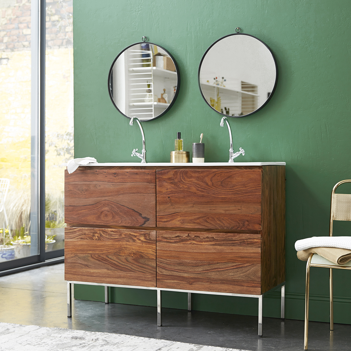 Nova solid sheesham Vanity Cabinet with Ceramic Washbasin 120 Nova solid sheesham Vanity Cabinet with Ceramic Washbasin 120