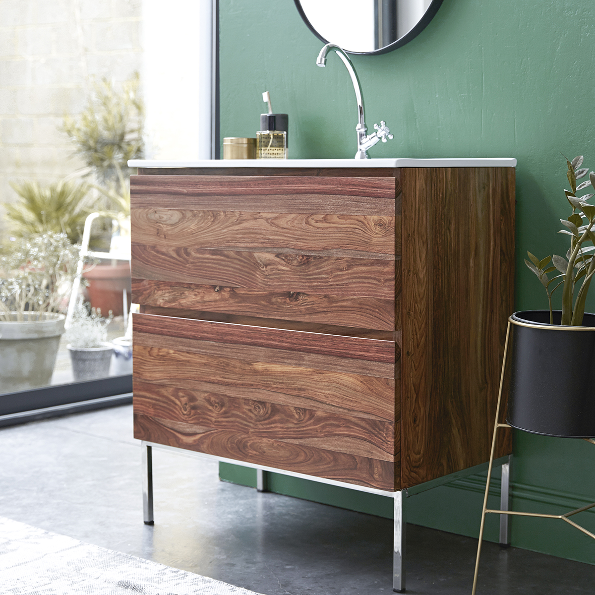 Nova solid sheesham Vanity Cabinet with Ceramic Washbasin 80 Nova solid sheesham Vanity Cabinet with Ceramic Washbasin 80