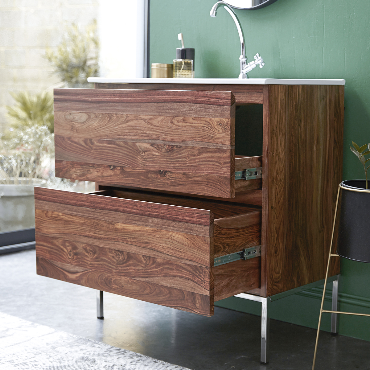 Nova solid sheesham Vanity Cabinet with Ceramic Washbasin 80 Nova solid sheesham Vanity Cabinet with Ceramic Washbasin 80