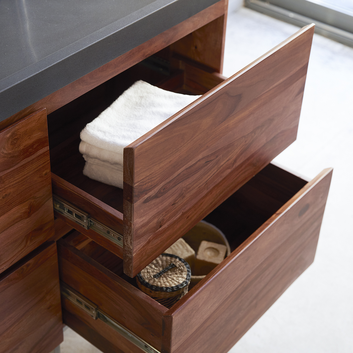 Nova solid sheesham Vanity Cabinet with Lava Stone Washbasin 120 Nova solid sheesham Vanity Cabinet with Lava Stone Washbasin 120