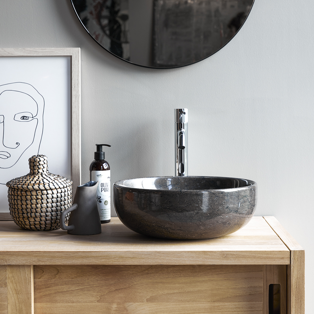 Pia dark grey marble Washbasin Pia dark grey marble Washbasin