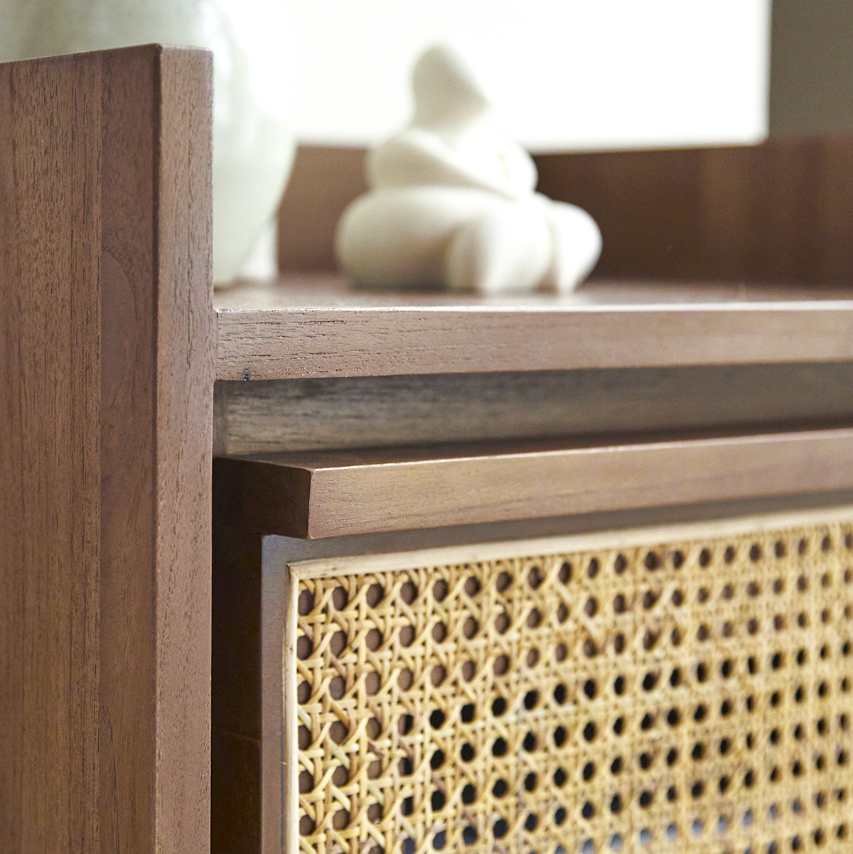 Roots solid teak and canework bedside table Roots solid teak and canework bedside table