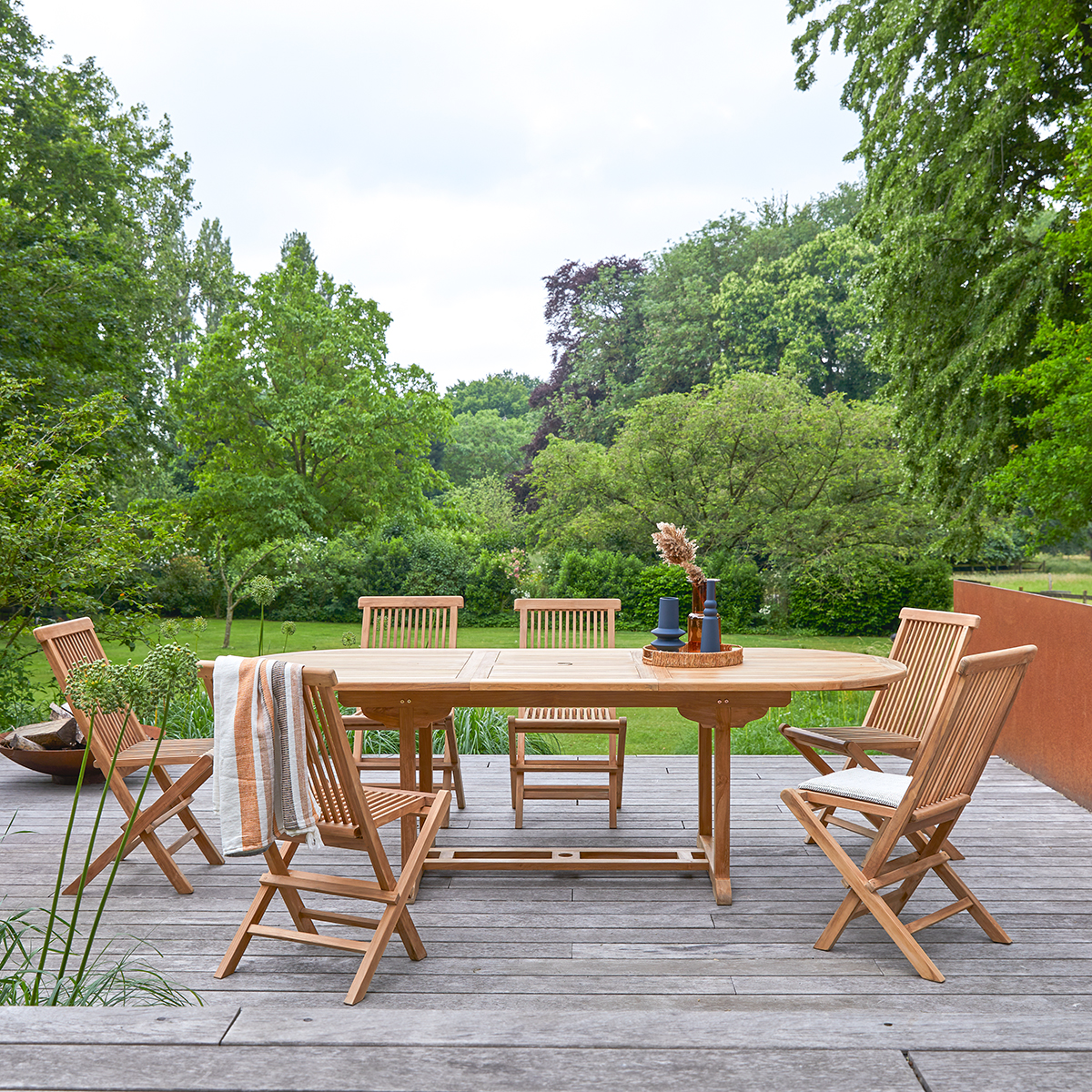 Salon de jardin en teck 180 Capri 6 chaises Salon de jardin en teck 180 Capri 6 chaises