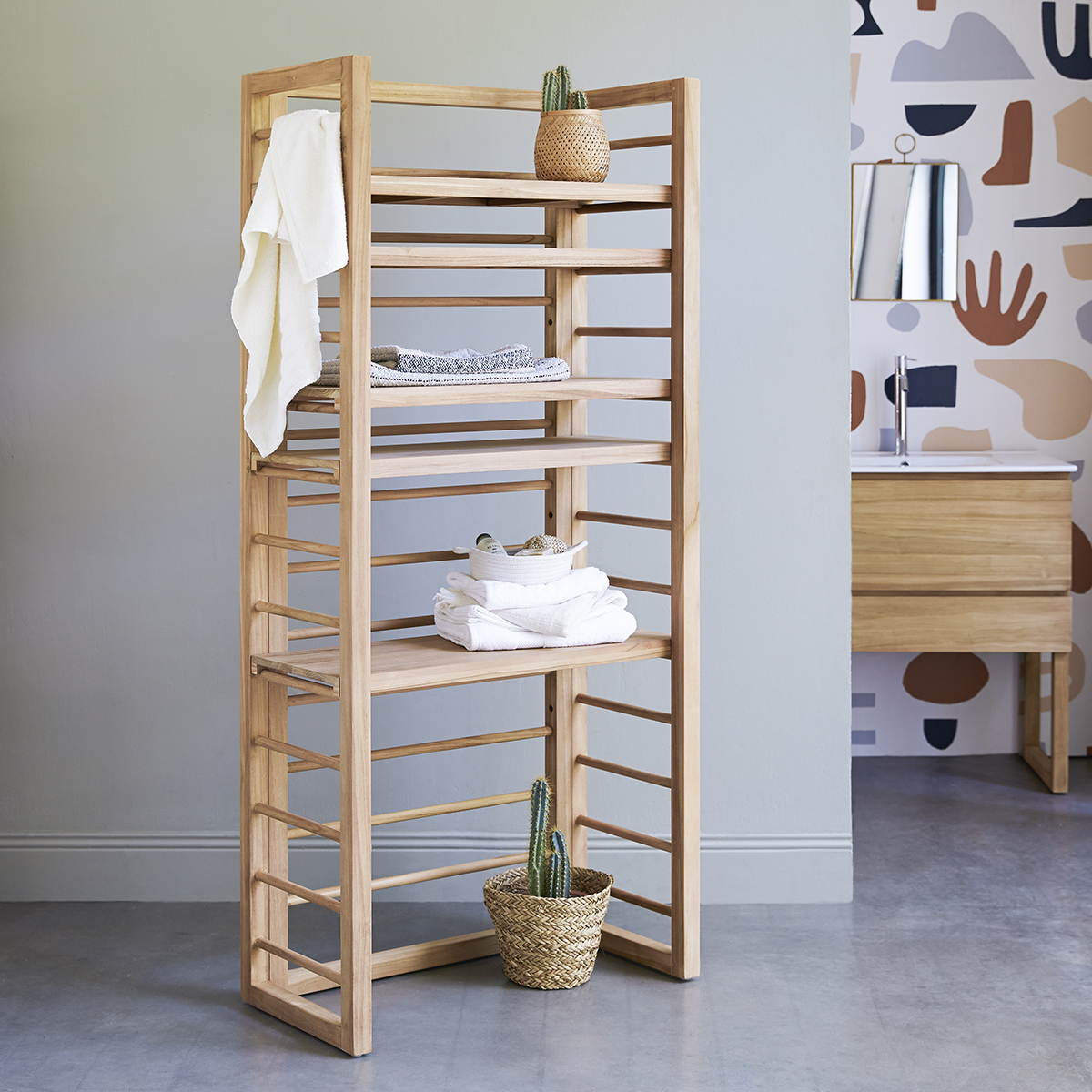 Sera teak bathroom shelving unit 180 Sera teak bathroom shelving unit 180