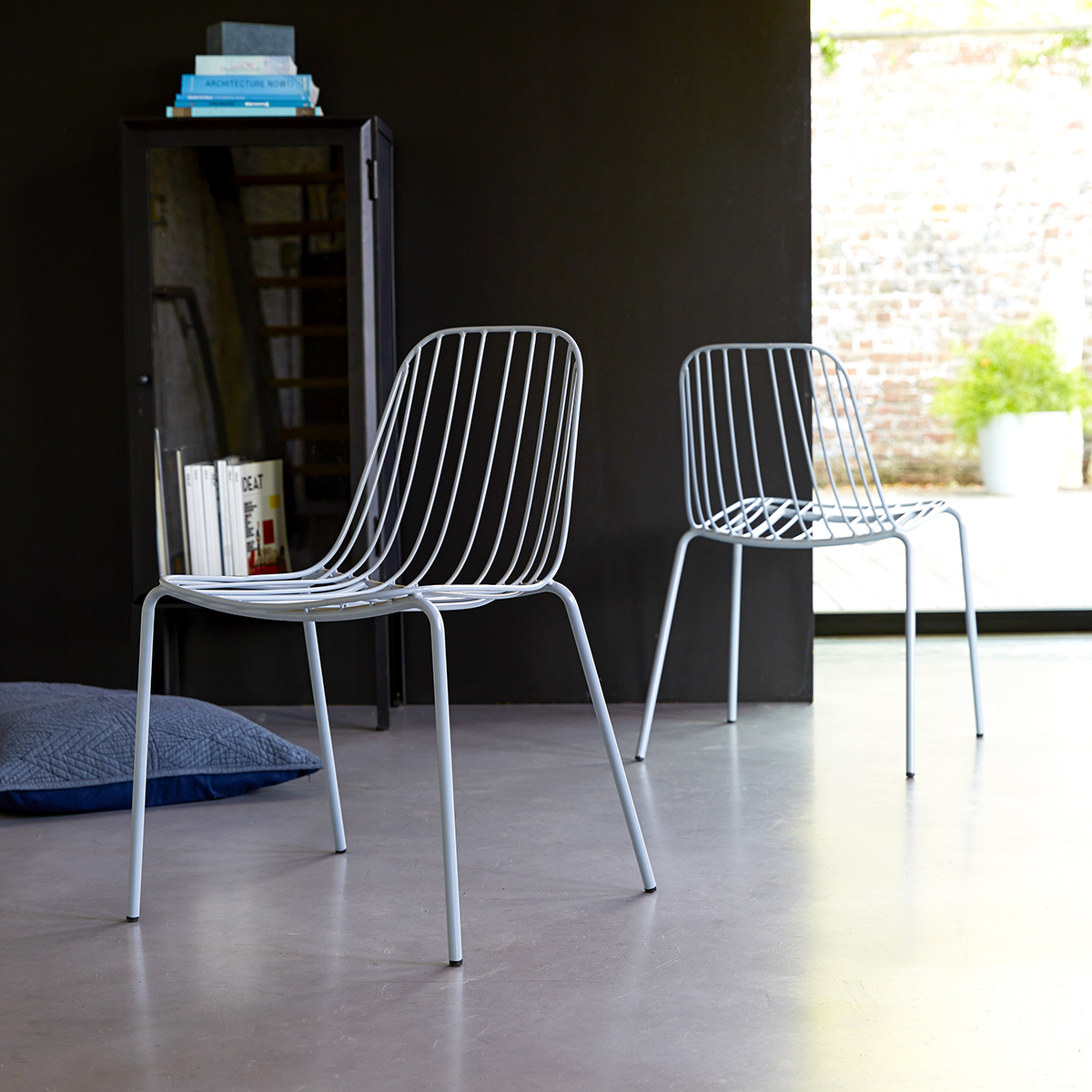 Silla en metal Arty azúl gris Silla en metal Arty azúl gris