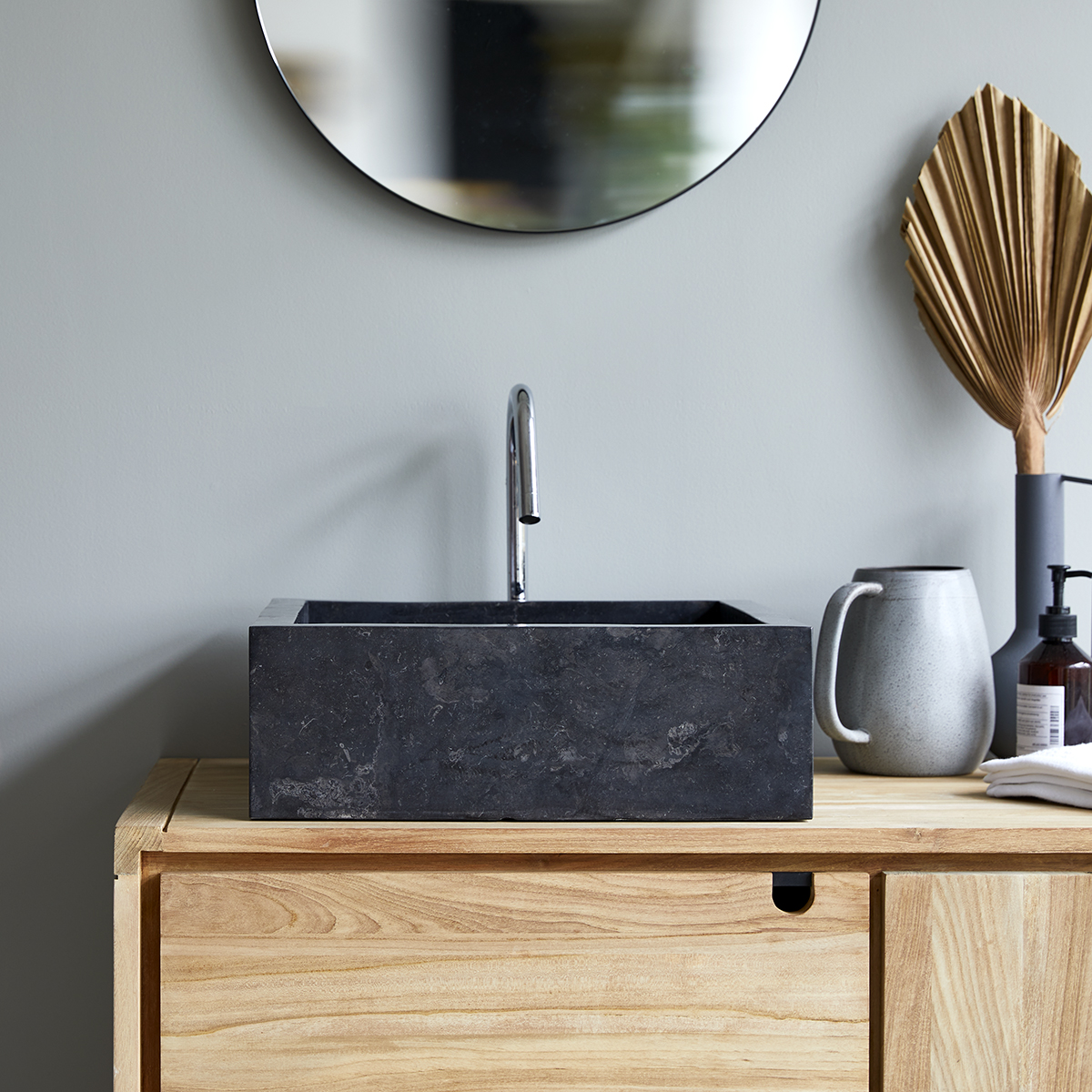 Slats dark Grey marble washbasin Slats dark Grey marble washbasin