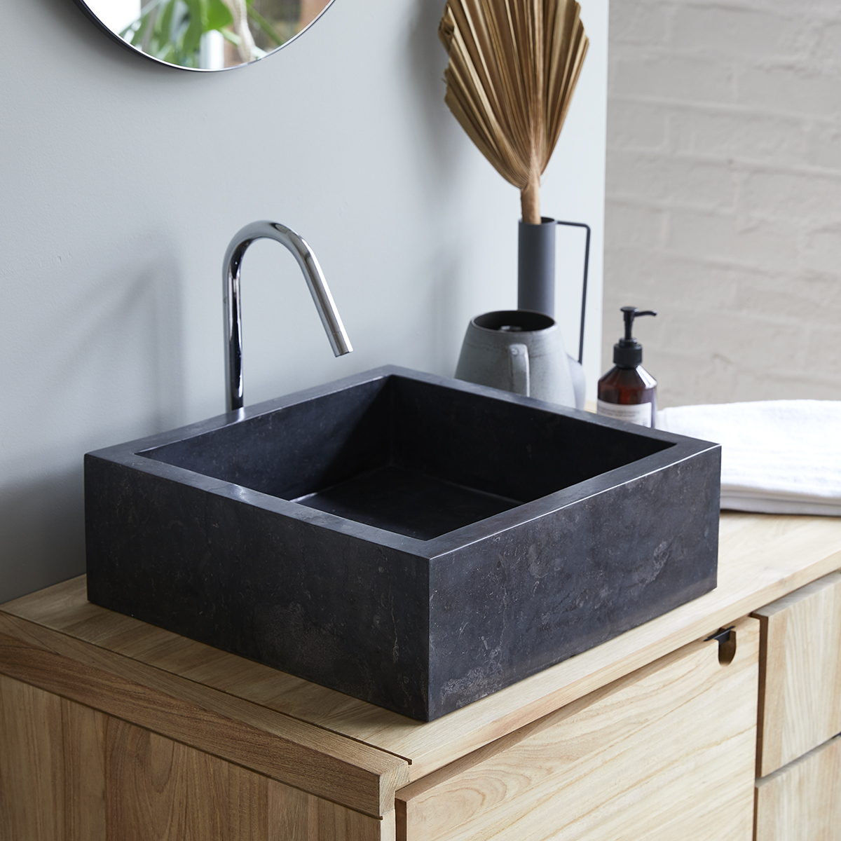 Slats dark Grey marble washbasin Slats dark Grey marble washbasin