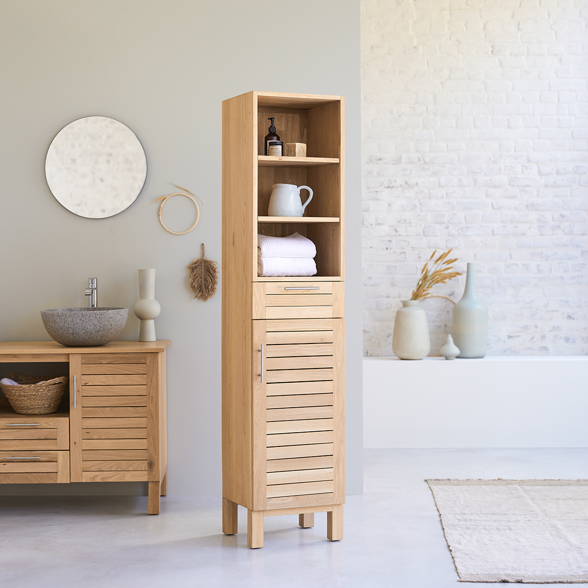Soho Oak 180 tall oak bathroom unit Soho Oak 180 tall oak bathroom unit