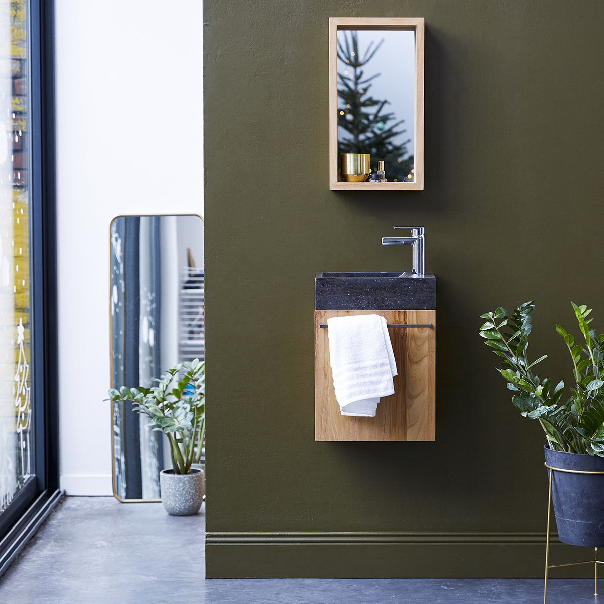 Stelle solid teak and Marble Vanity Cabinet Black Stelle solid teak and Marble Vanity Cabinet Black