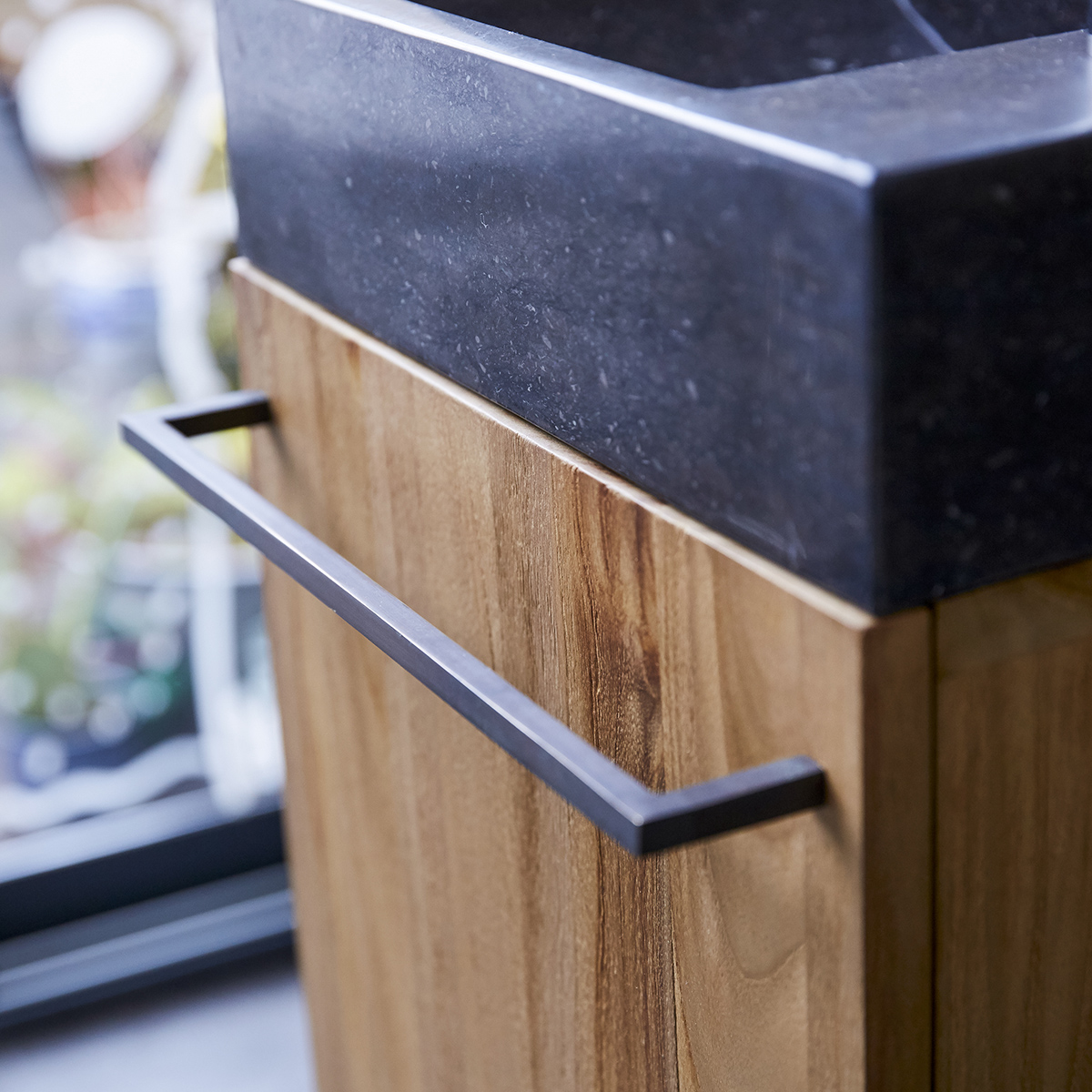 Stelle solid teak and Marble Vanity Cabinet Black Stelle solid teak and Marble Vanity Cabinet Black