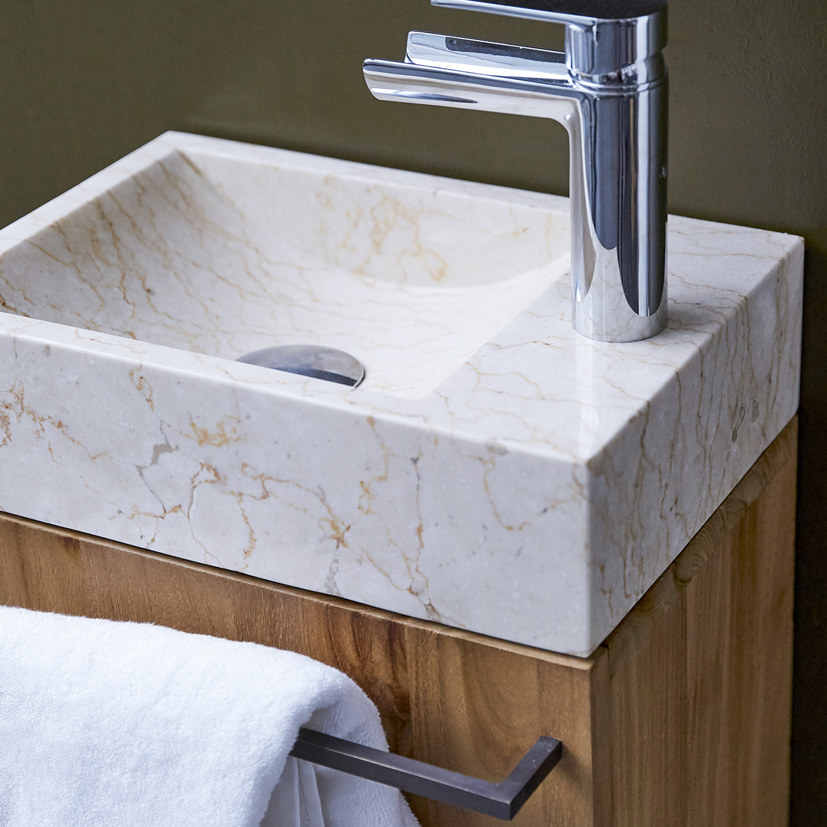 Stelle solid teak and Marble Vanity Cabinet Cream Stelle solid teak and Marble Vanity Cabinet Cream