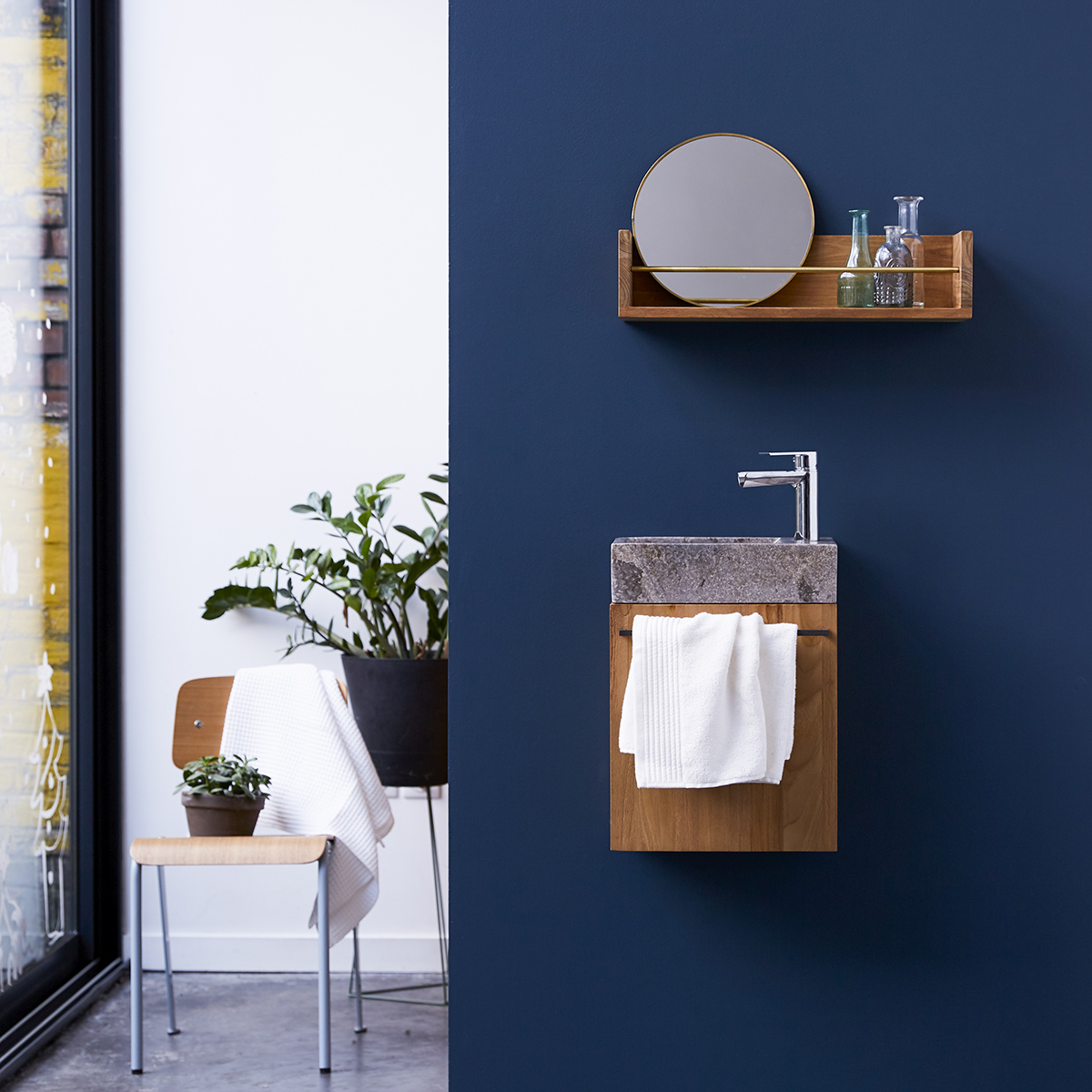 Stelle solid teak and Marble Vanity Cabinet Grey Stelle solid teak and Marble Vanity Cabinet Grey