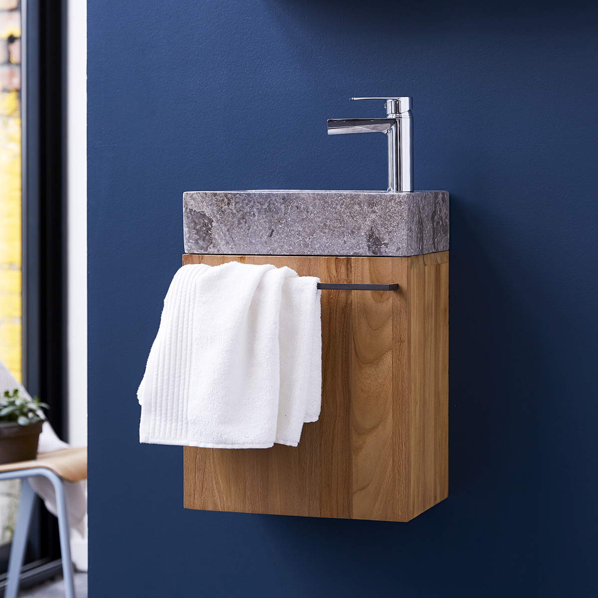 Stelle solid teak and Marble Vanity Cabinet Grey Stelle solid teak and Marble Vanity Cabinet Grey