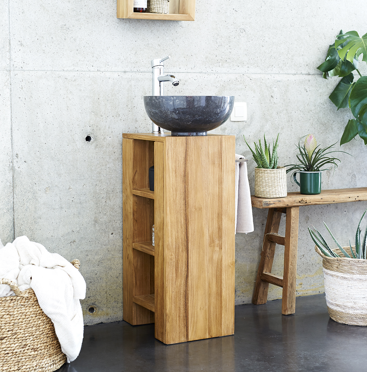 Stelle solid teak Washstand Right 30 Stelle solid teak Washstand Right 30