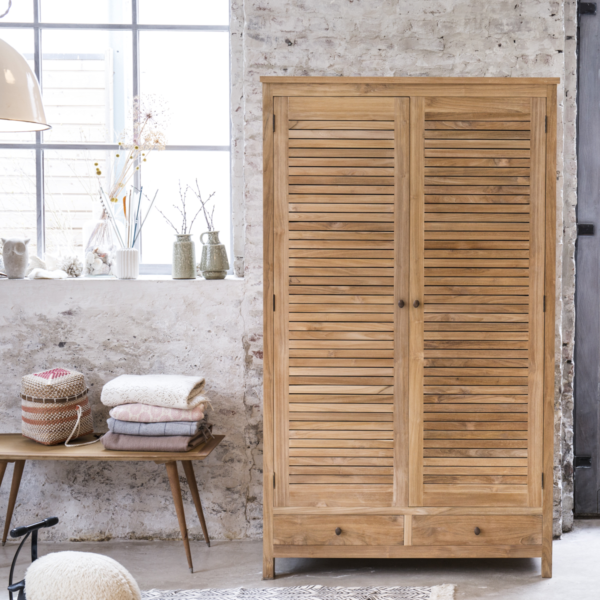 Suzette solid teak Wardrobe 195 Suzette solid teak Wardrobe 195
