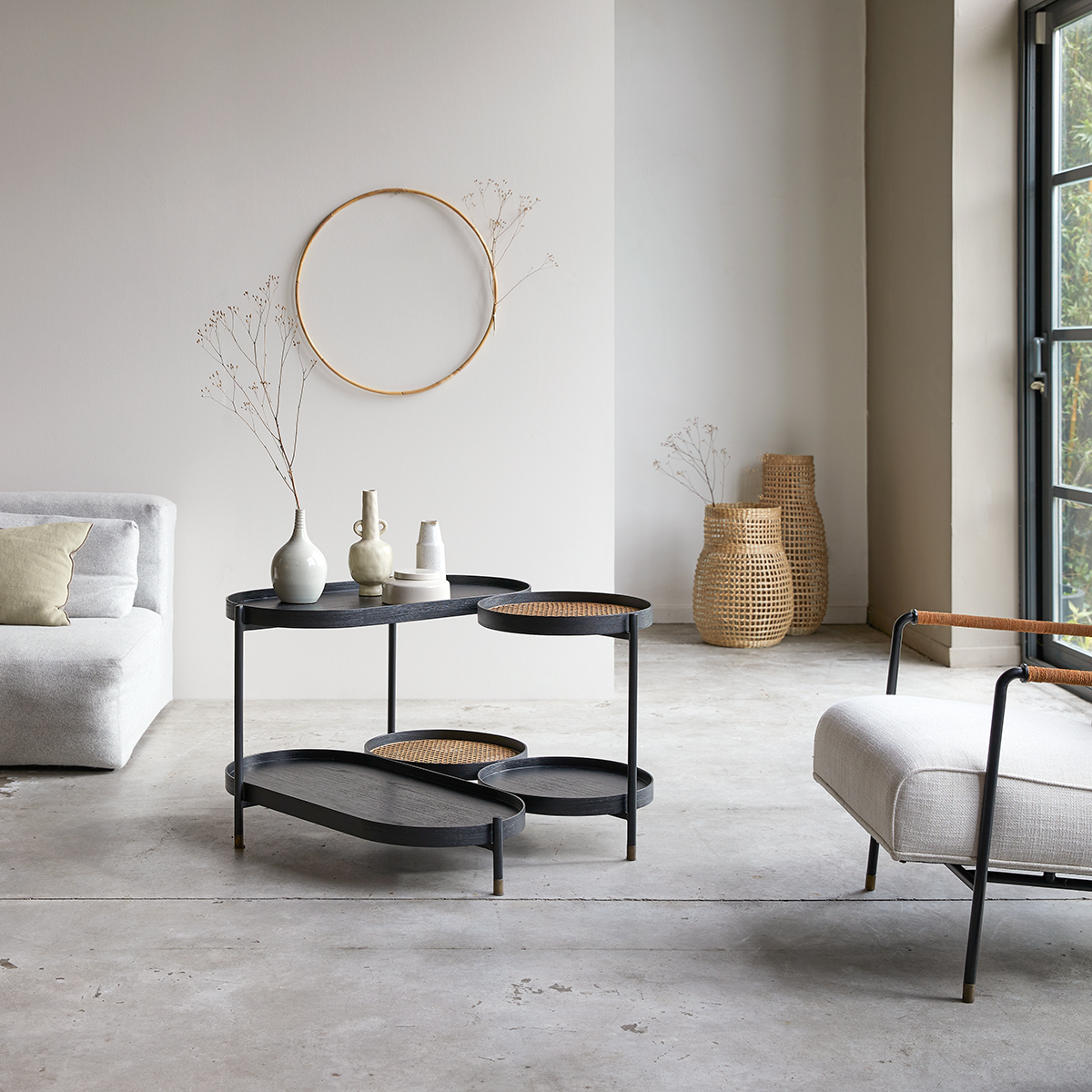 Table basse en mindi et cannage Alix Table basse en mindi et cannage Alix