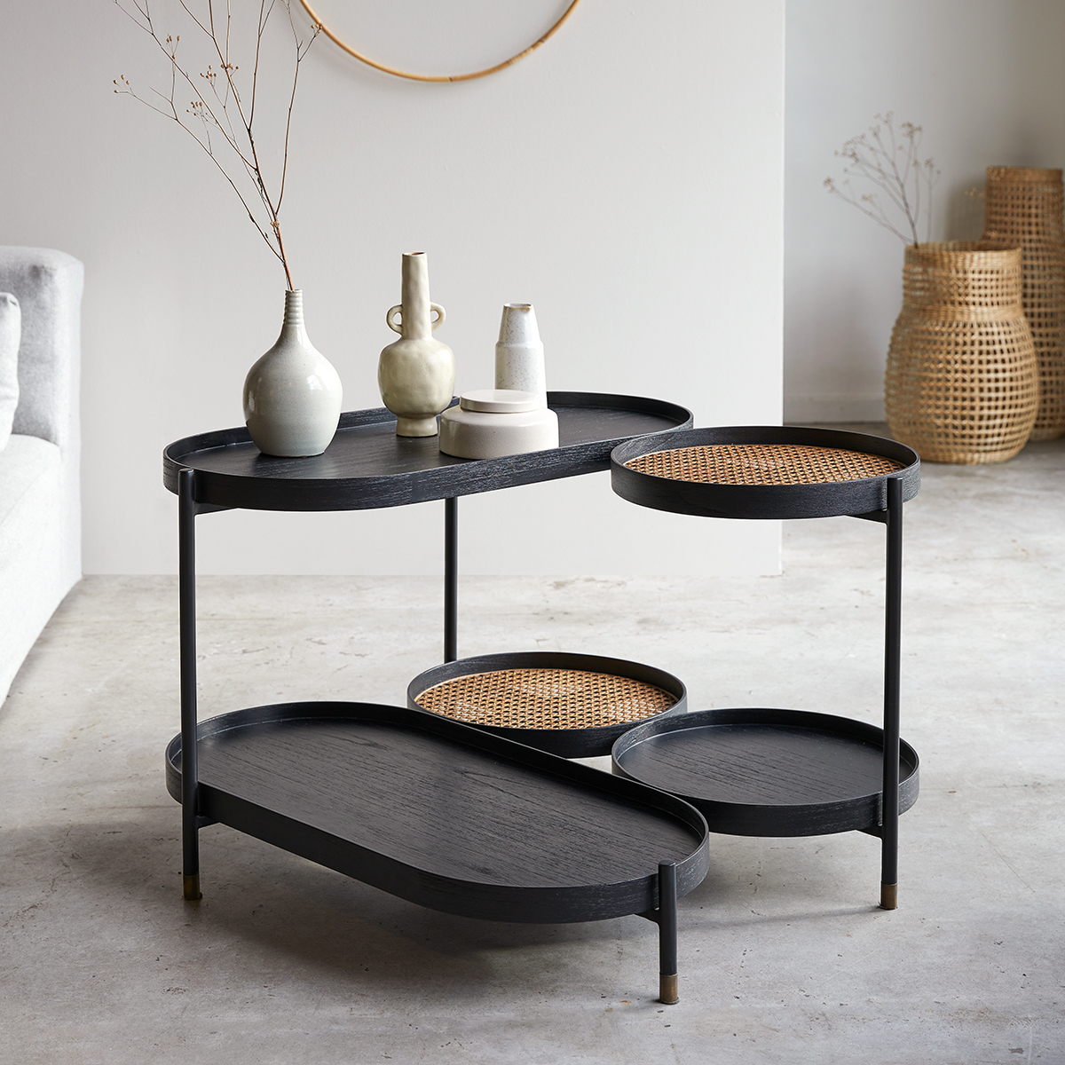 Table basse en mindi et cannage Alix Table basse en mindi et cannage Alix