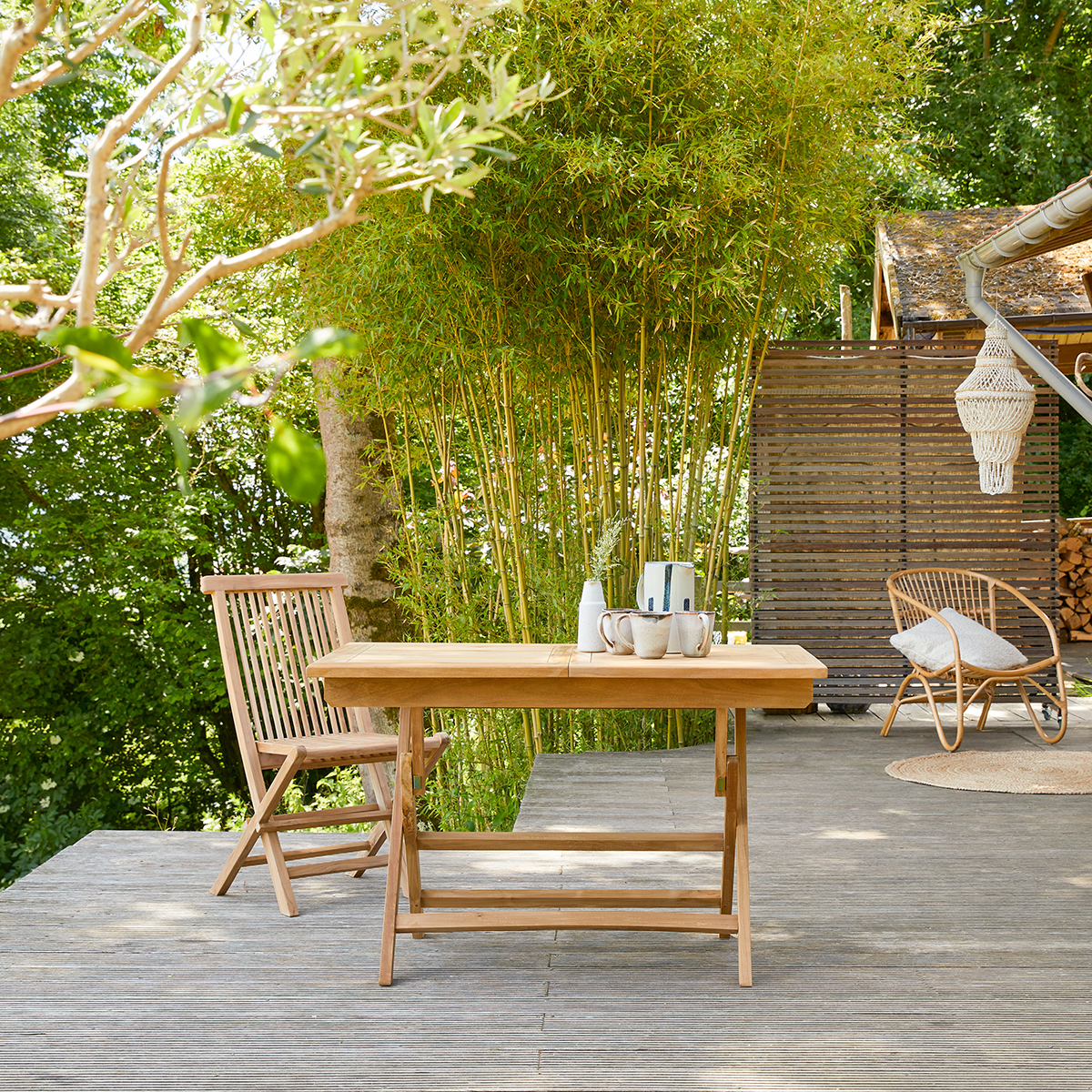 Table de jardin pliable en teck massif 120 Capri Table de jardin pliable en teck massif 120 Capri
