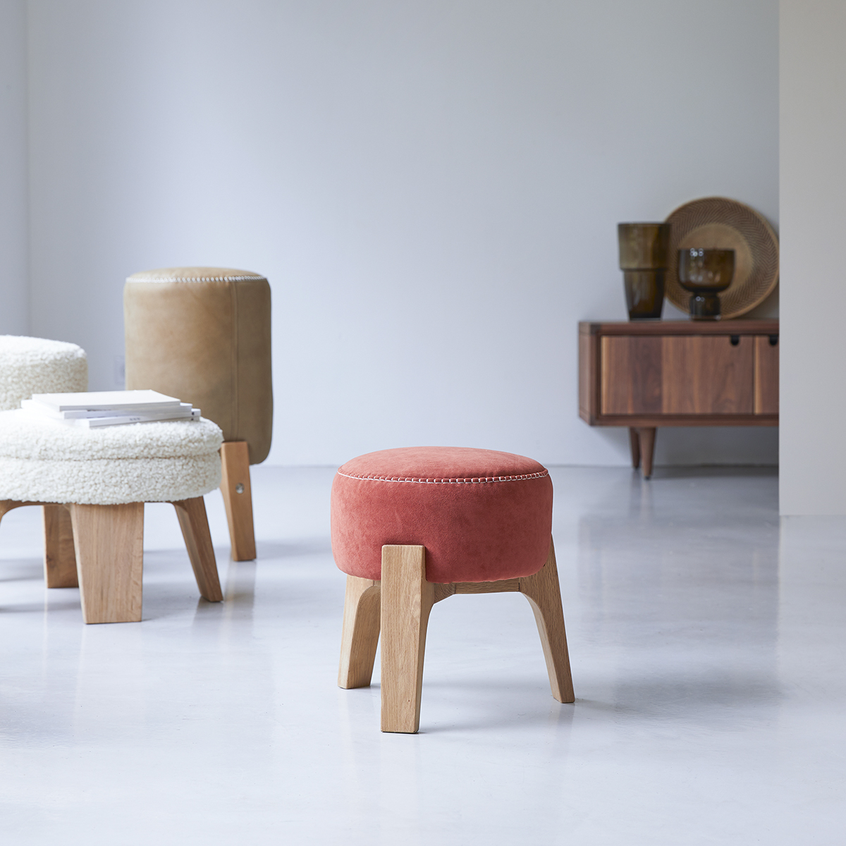 Taburete de roble macizo Drum S Sienna Taburete de roble macizo Drum S Sienna