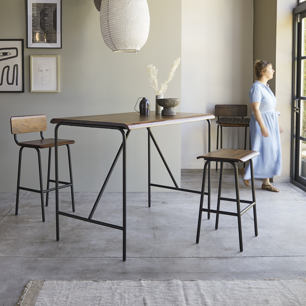 Talia Metal and solid sheesham Bar Chair Talia Metal and solid sheesham Bar Chair