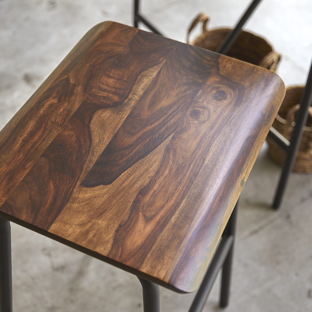 Talia Metal and solid sheesham Bar Stool Talia Metal and solid sheesham Bar Stool