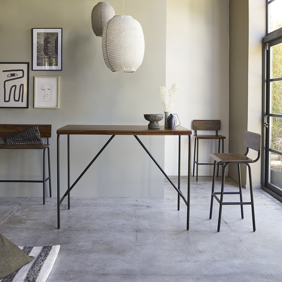 Talia Metal and solid sheesham Bar Table 140x85 Talia Metal and solid sheesham Bar Table 140x85