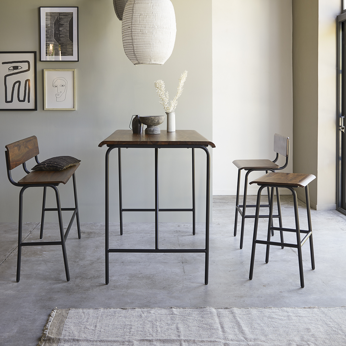 Talia Metal and solid sheesham Bar Table 140x85 Talia Metal and solid sheesham Bar Table 140x85