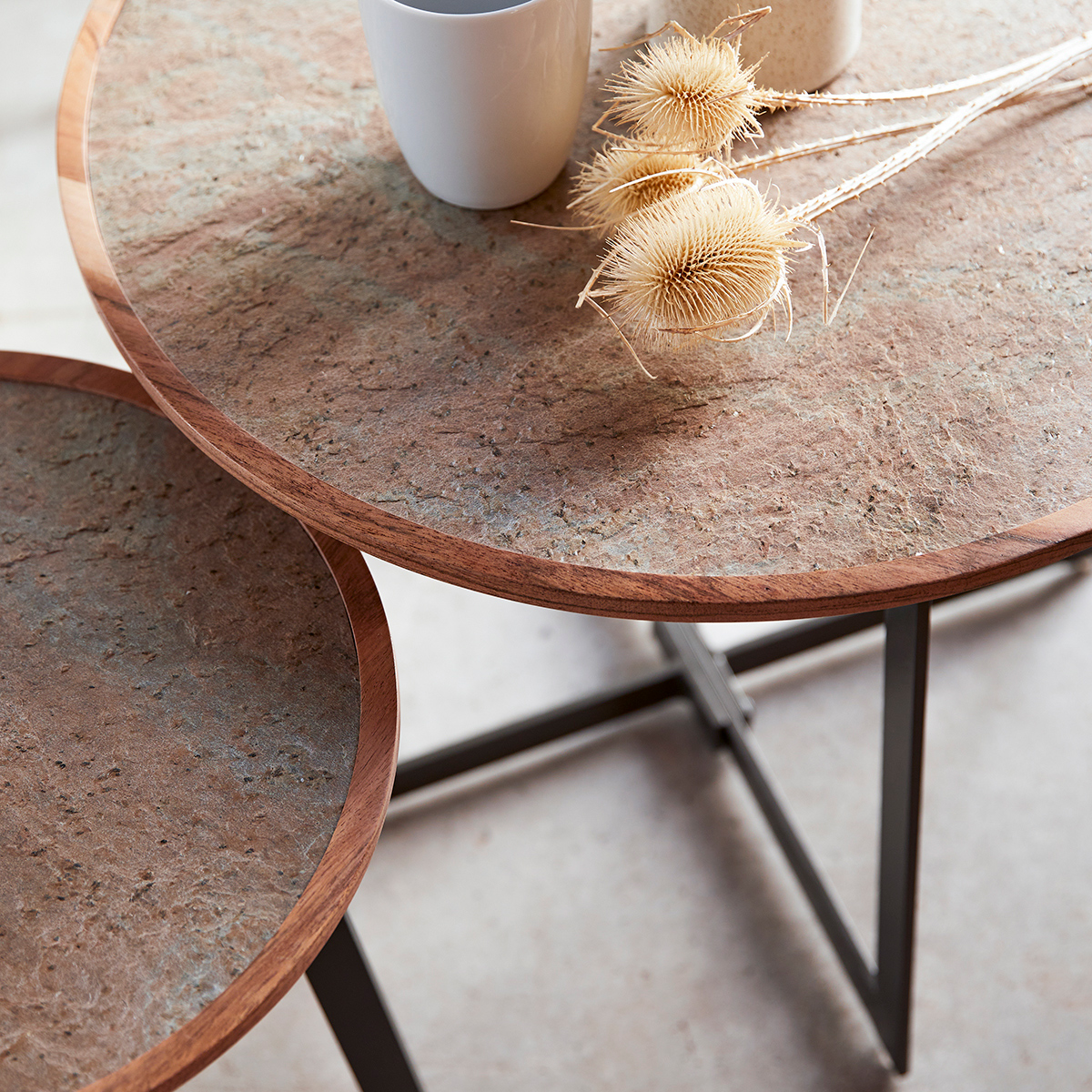Temis solid acacia nesting tables Temis solid acacia nesting tables