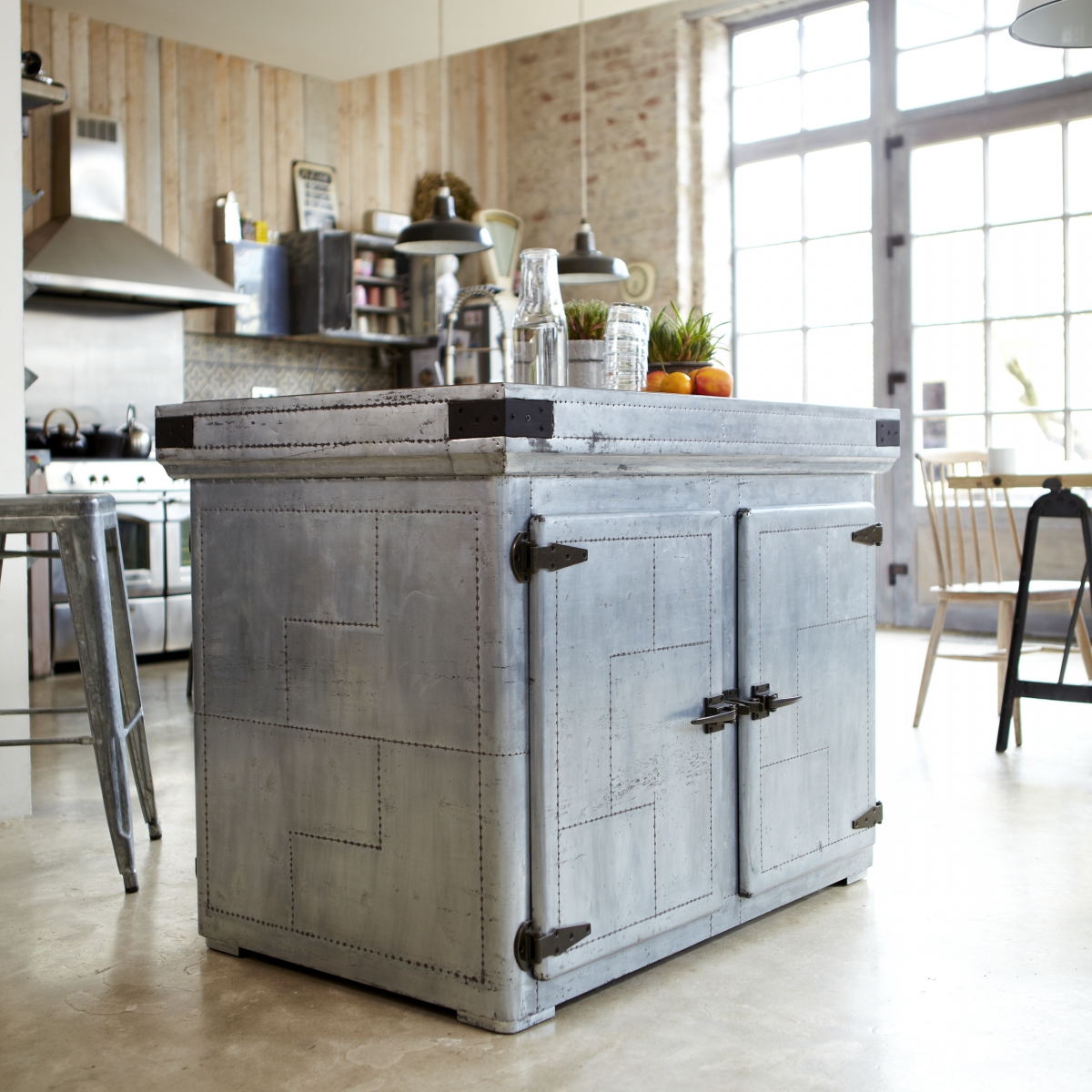 Toby Kitchen Island In Zinc Kitchen Island Sale At Tikamoon