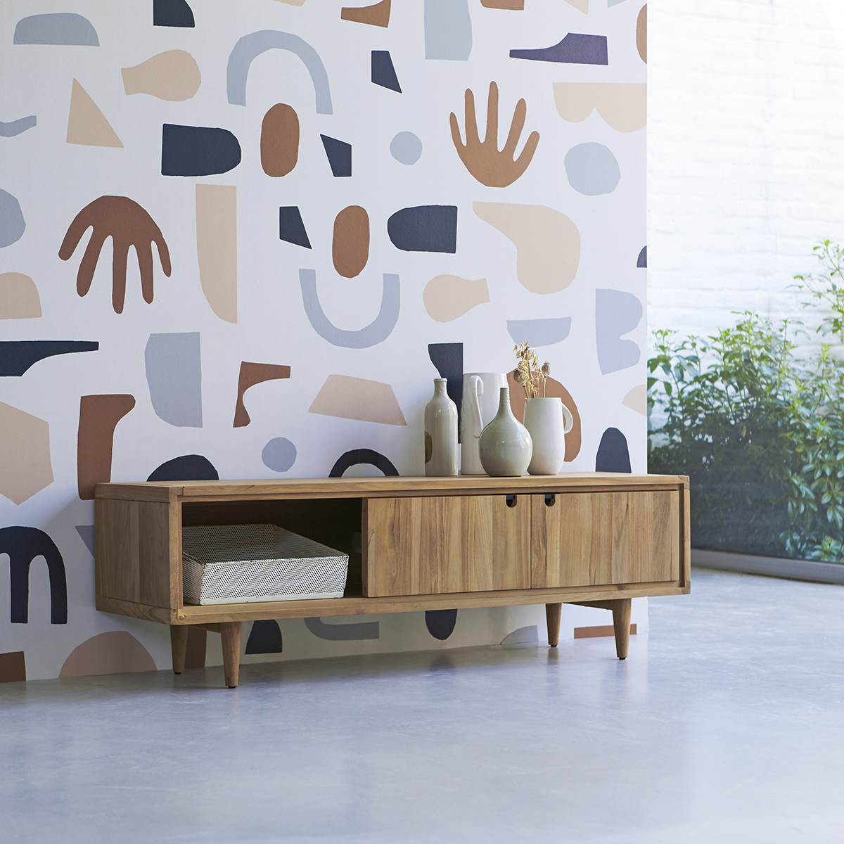 TV Schrank aus massivem Teakholz Jonàk 140 cm TV Schrank aus massivem Teakholz Jonàk 140 cm