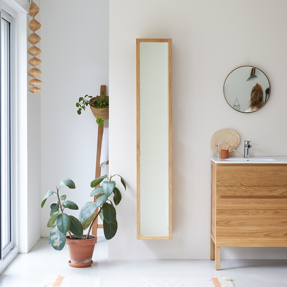 Twig solid teak Mirrored Column Shelf Unit 30 Twig solid teak Mirrored Column Shelf Unit 30
