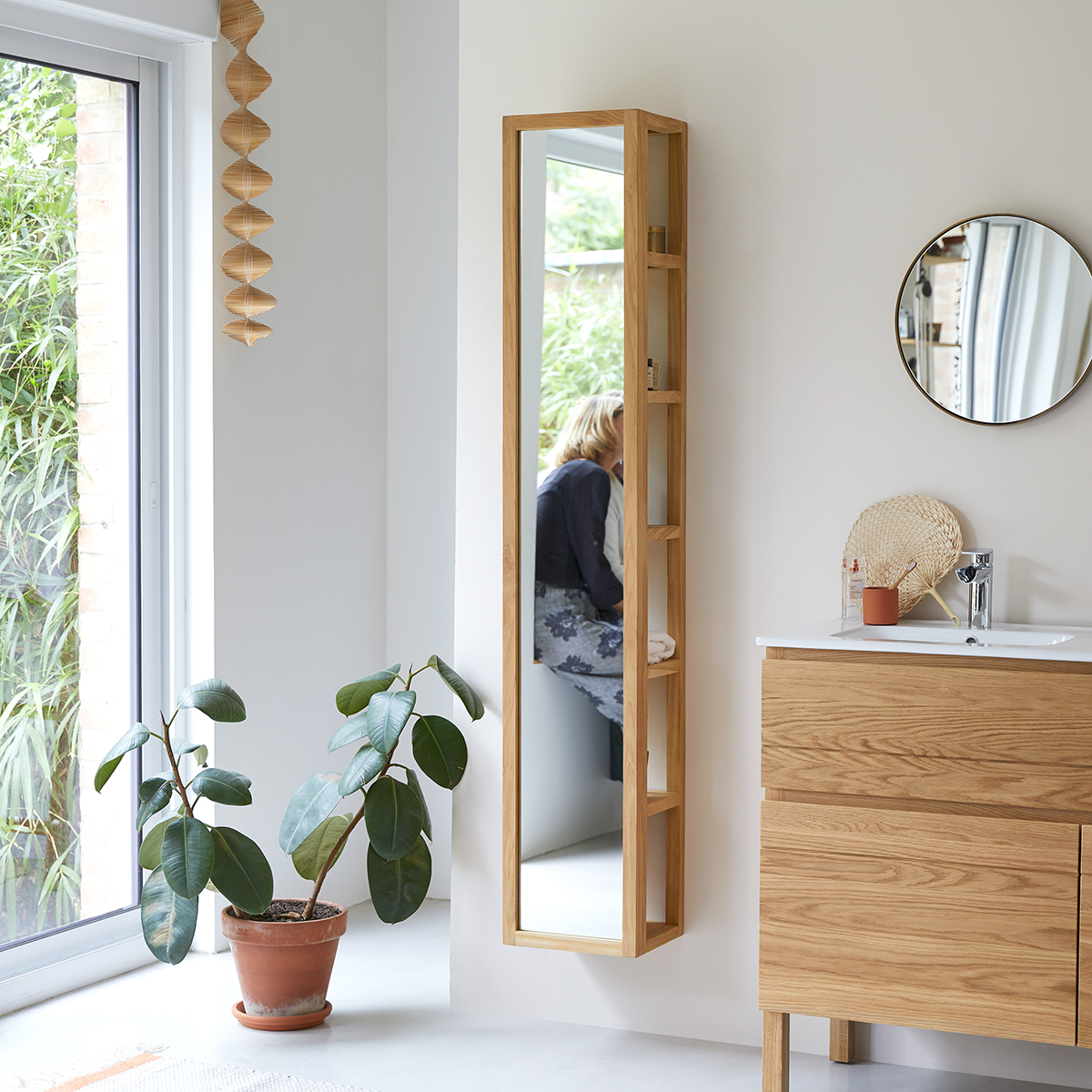 Twig solid teak Mirrored Column Shelf Unit 30 Twig solid teak Mirrored Column Shelf Unit 30