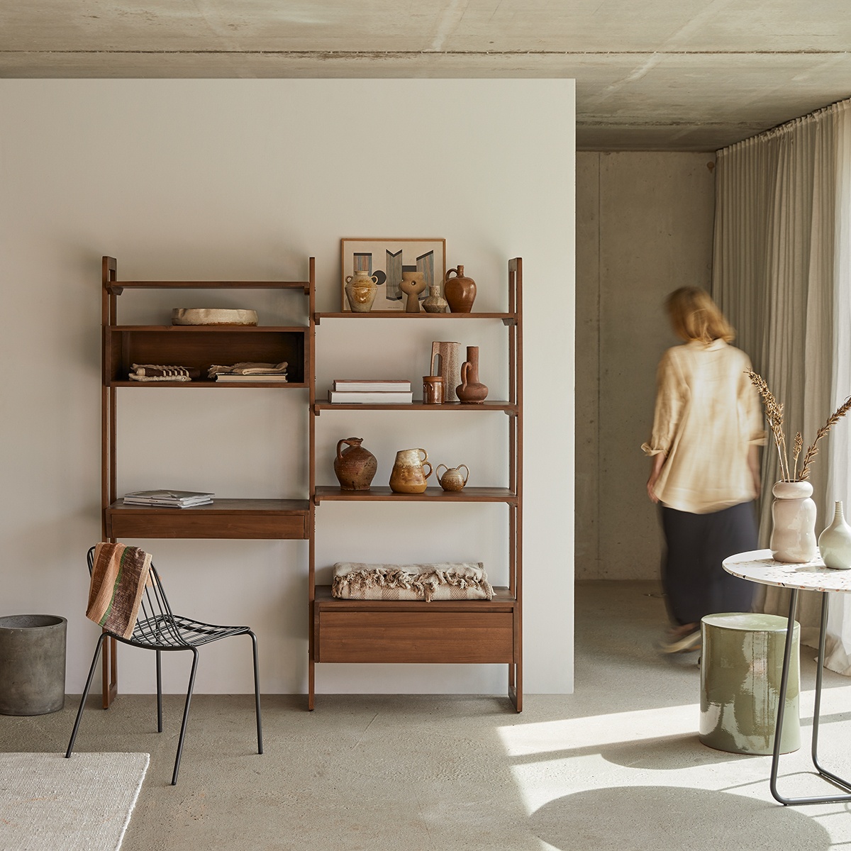 Wall solid teak Bookcase 165x180 Wall solid teak Bookcase 165x180