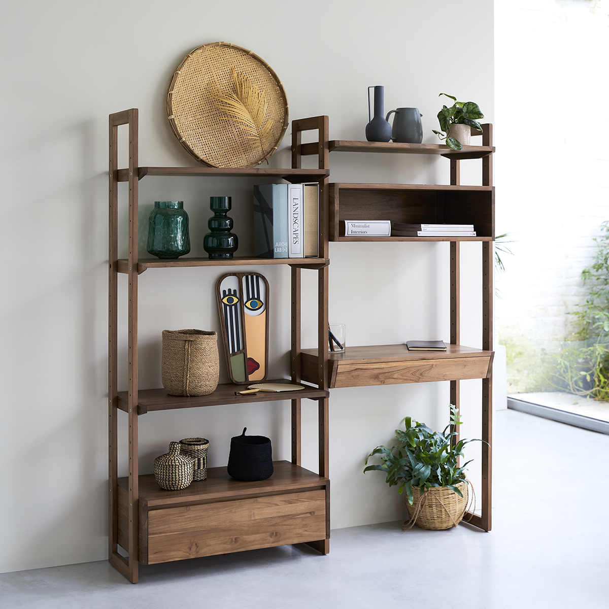 Wall solid teak Bookcase 165x180 Wall solid teak Bookcase 165x180