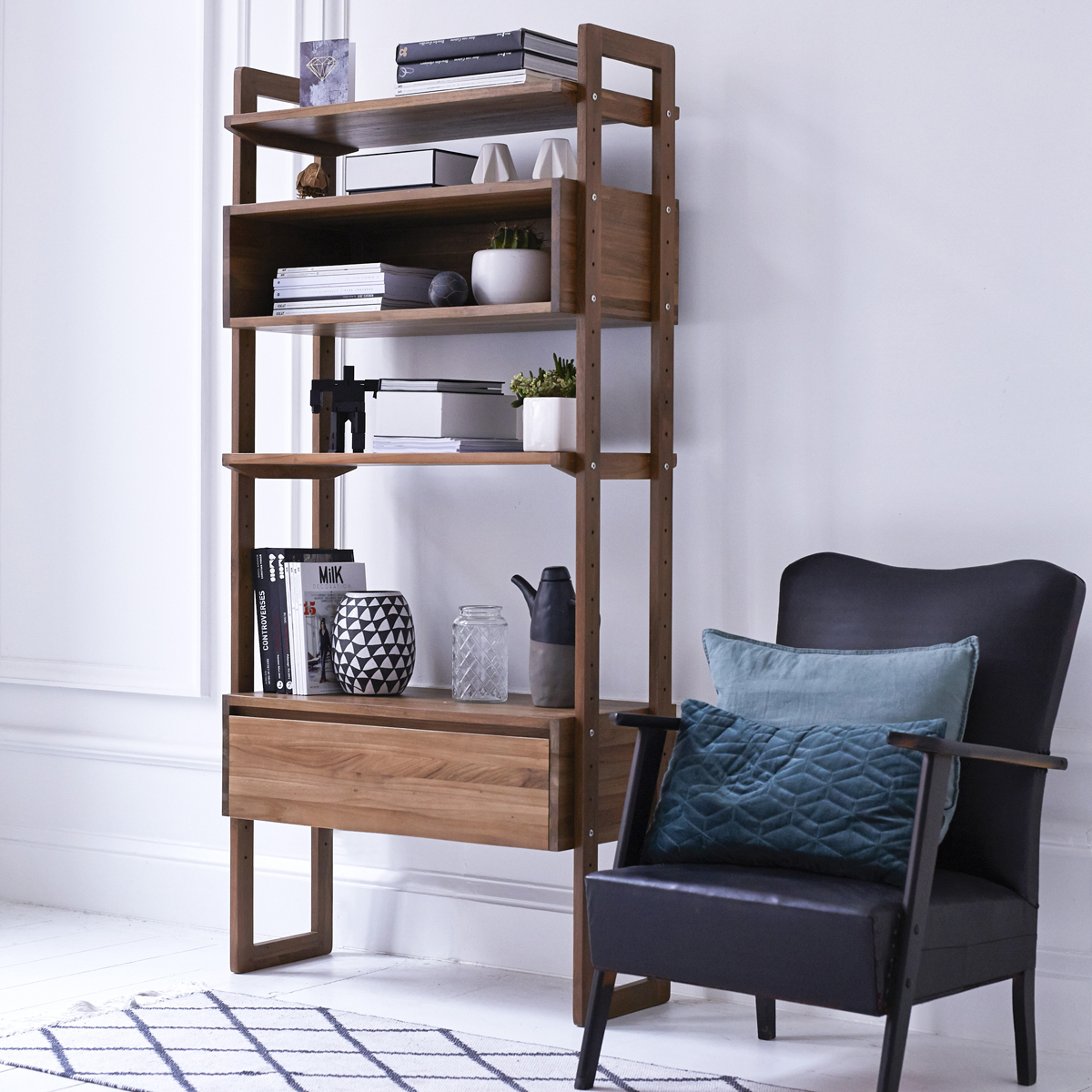 Wall solid teak Bookcase 85x180 Wall solid teak Bookcase 85x180