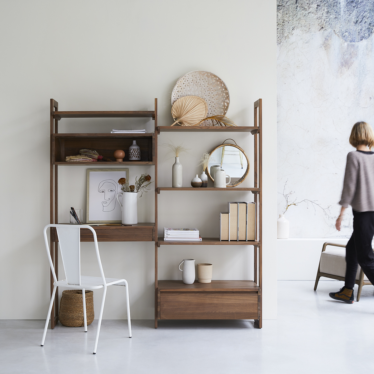 Wall solid walnut Bookcase 165x180 Wall solid walnut Bookcase 165x180